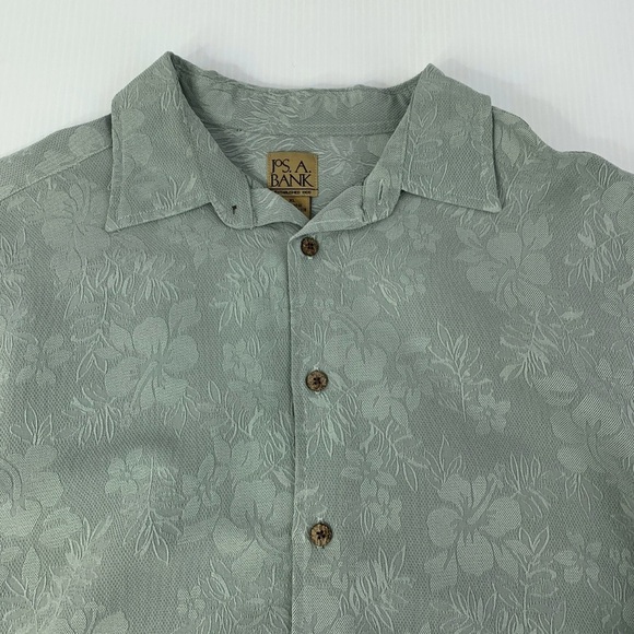 Jos A Bank Mens Size L Light Green Floral Long Sleeve Button Front Shirt - Picture 1 of 9